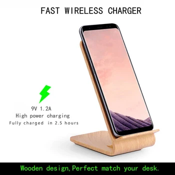 

Portable 10W Qi Wireless Charger Charging Wood Retro Quick Charge Rack for iPhone 8 10 X Samsung S6 S7 S8 S9 Mobile Phone Stand