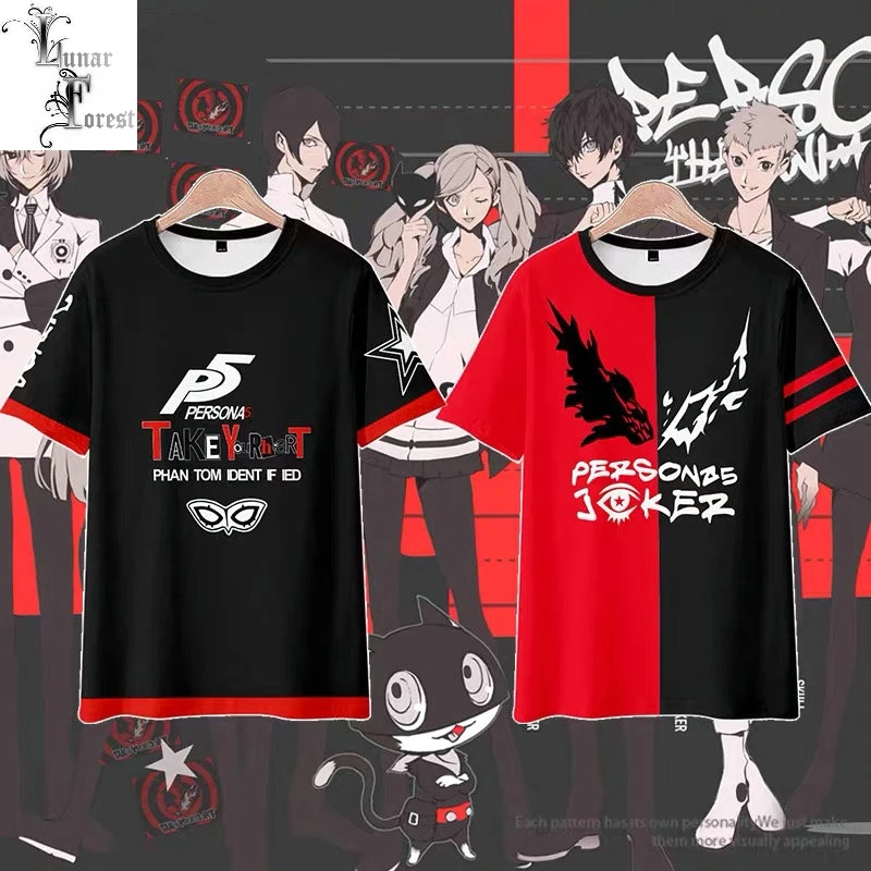3dアニメペルソナ5プリントtシャツ 半袖ラウンドネックtシャツ 日本の人気のストリートウェアラージサイズtシャツ Tシャツ Aliexpress