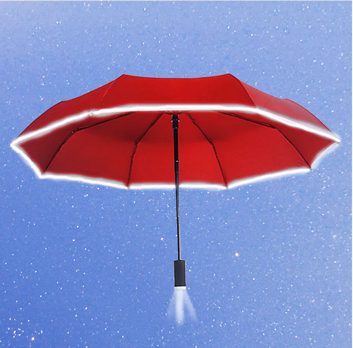 

Fully Automatic LED Umbrella Women Men Three-folding Sun Umbrellas 2019 New Fashion