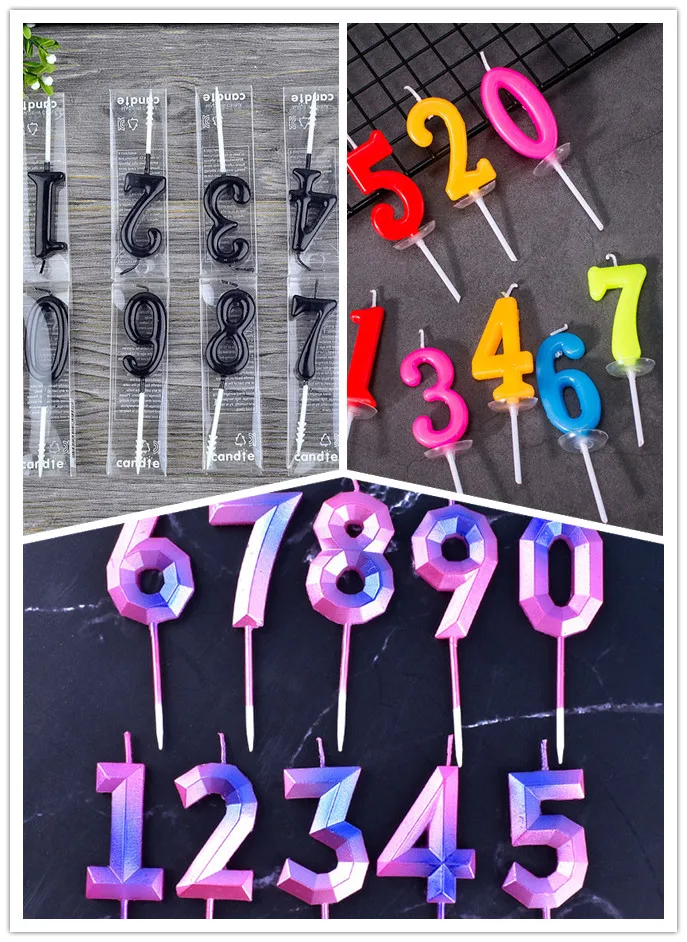 Colorful Number 0-9 Happy Birthday Cake Candles Topper Decor Party Supplies DIY Home Candle | Дом и сад