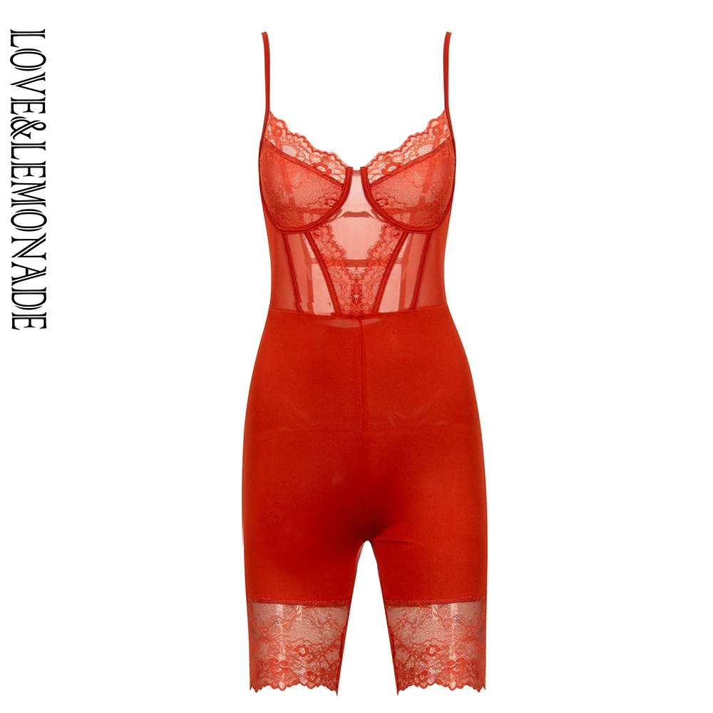 Женский облегающий костюм LOVE &amp LEMONADE красный кружевной топ-труба с открытой