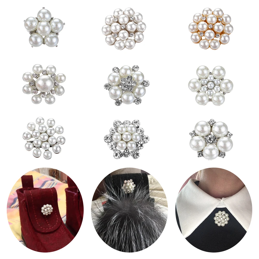 

1PC NEW Pearl Rhinestone Brooches Simulated Flower Brooch Pin Bridal Wedding Accessories Jewelry Rhinestone Button For Clothes