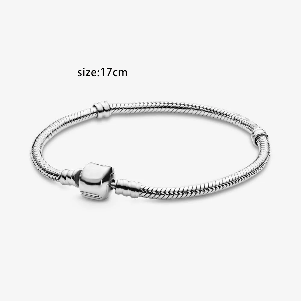 925 пробы серебро браслет Fit DIY Шарм Подвеска цепочка-змейка Для женщин в едином положении во время занятий легкой атлетикой, для изготовления брелков Модные украшения Горячая Распродажа