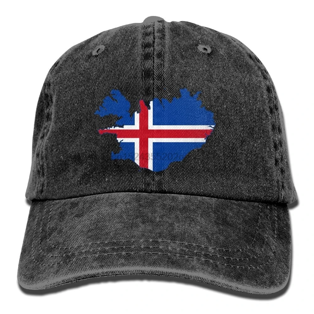Sports Denim Cap Flag Of Iceland Map Unisex Baseball Adjustable Dad Hat | Аксессуары для одежды