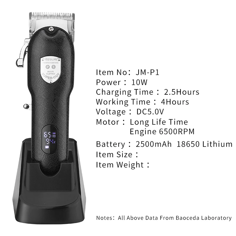RESUXI Metal Cordless Clipper with Base ProLi Hair Trimmer Rechargeable Zero Gap Barber Trimmer Cordless Hair Cutter Men Shaver RESUXI Metal Cordless Clipper with Base ProLi Hair Trimmer Rechargeable Zero Gap Barber Trimmer Cordless Hair Cutter Men Shaver