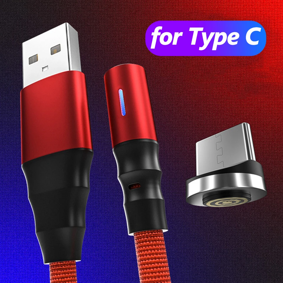Type C Red Магнитный кабель Venroii usb type C 3A для быстрой зарядки Micro шнур для samsung Android Phone USBC кабель для передачи данных для Xiaomi Redmi Note 8 7 - Цвет: Type C Red