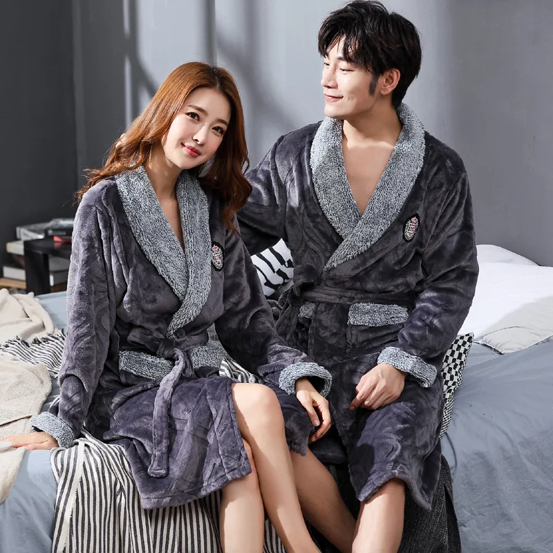 

Factory Sales Winter Pajamas Couples Bathrobe Flannel Thick Warm Men's Women's Coral Velvet Men's Women's Robes Batch