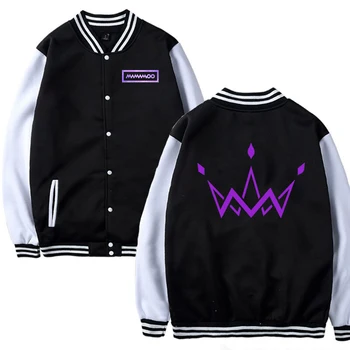 

Mamamoo Baggy O Neck Fashion Baseball Jacket Men's and Women's Round Collar Baseball Uniform Boys/Girls Black Cartoon Jacket