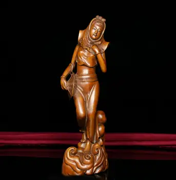

wedding decoration Tibet Buddhis Boxwood wood Kwan-yin Kuan-yin Guanyin Quan Yin Bodhisattva Statue