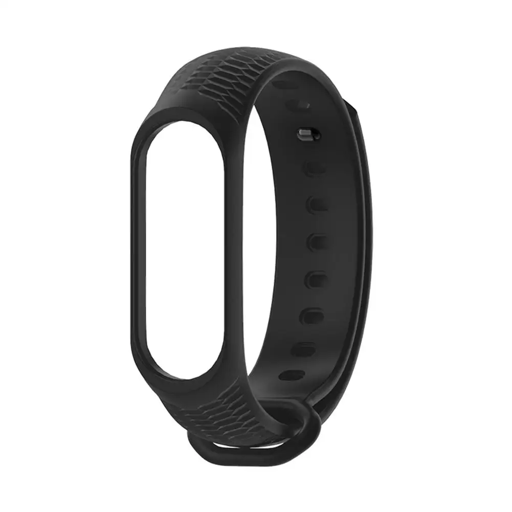 Силиконовый ремешок сменный Браслет дышащий спортивный Mi Band для Mi Band 3 4 Смарт Браслет часы ремешок аксессуары - Цвет: Black