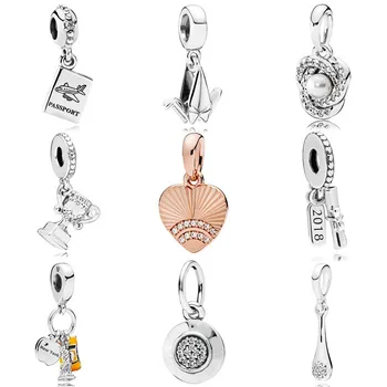 

Original Vintage Passport With Crystal Modern Lovepods Pendant Bead Fit Bracelet 925 Sterling Silver Charm Jewelry