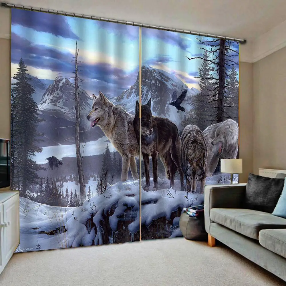 Snow curtains winter scenery curtain 3D Curtain Luxury Blackout Window Living Room blackout | Дом и сад