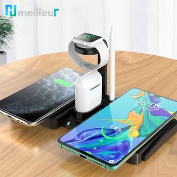 

Hsmeilleur 4 in 1 Wireless Charger Station For Apple Watch iWatch Airpods Apple Pen Qi Charging Pad For iPhone 11 Pro XR Samsung