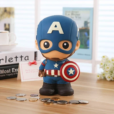 11X10X20CM Мультфильм Marvel супергерой Капитан Америка Косплей Реквизит каваи монета копилка для детей смолы экономии горшок украшения подарки - Цвет: 11X10X20CM