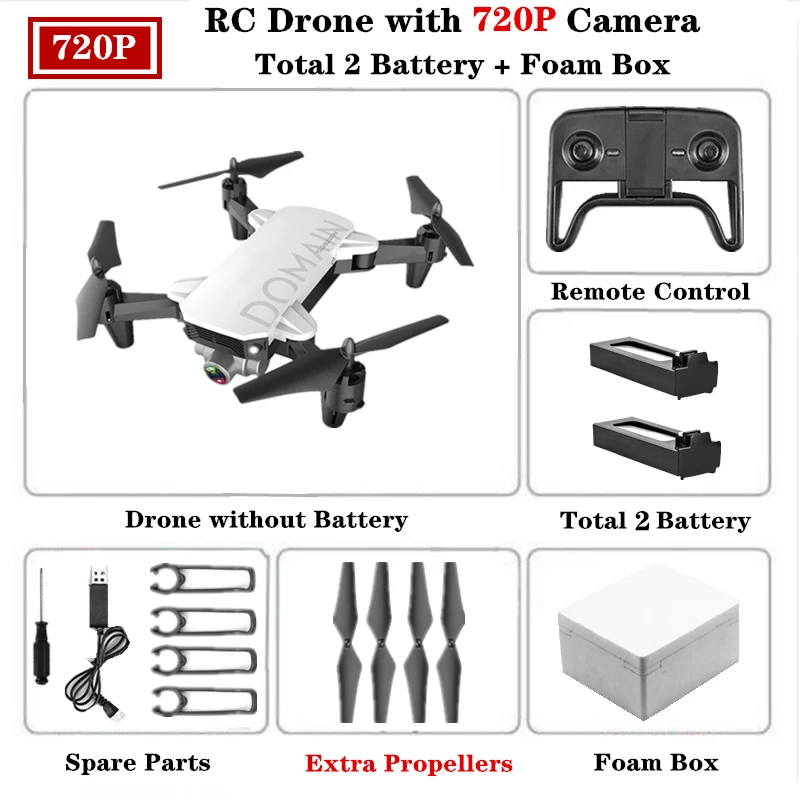 R7 RC Дрон 4K HD камера складной Профессиональный селфи Квадрокоптер с wifi FPV Camerra мини-Дрон Вертолет игрушка для детей - Цвет: 720P Foam Box W2