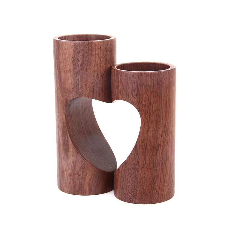 Handmade Wooden Love Candlestick Simple And Warm Home Decor