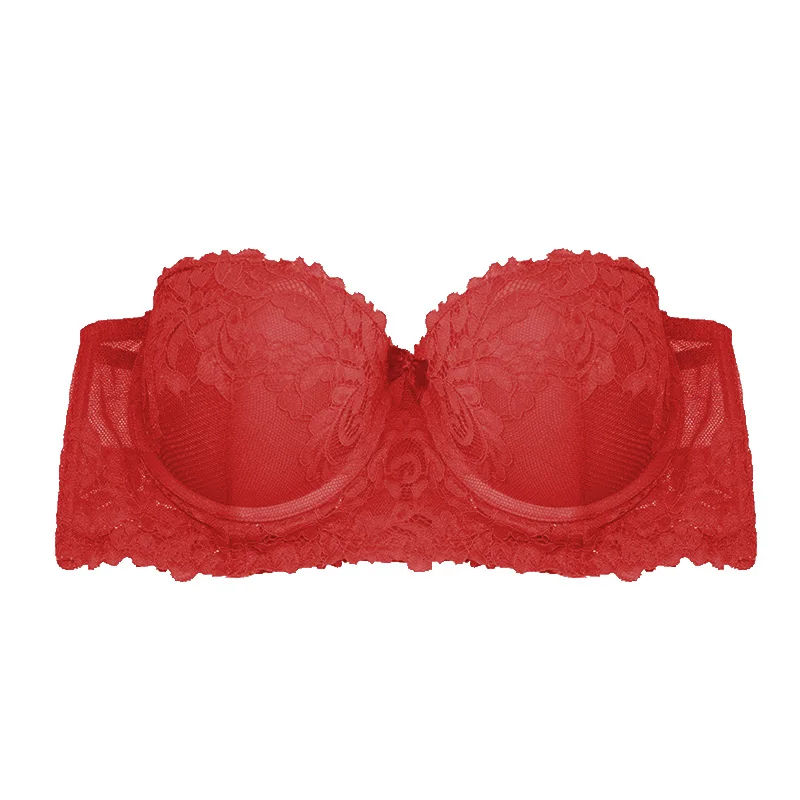 Women's Bra 1/2 Cup Underwire Underwear For Female Lace Padded Bras Push Up Brassiere Detachable Shoulder Strap 32-34-36-38 B-C