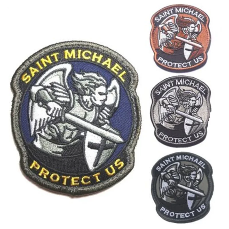 Cheerleading-souvenirs-Saint-Michael-Protect-Us-Patches-Military-Combat-Badge-3D-Embroidered-Applique-Army-Armband-Patch
