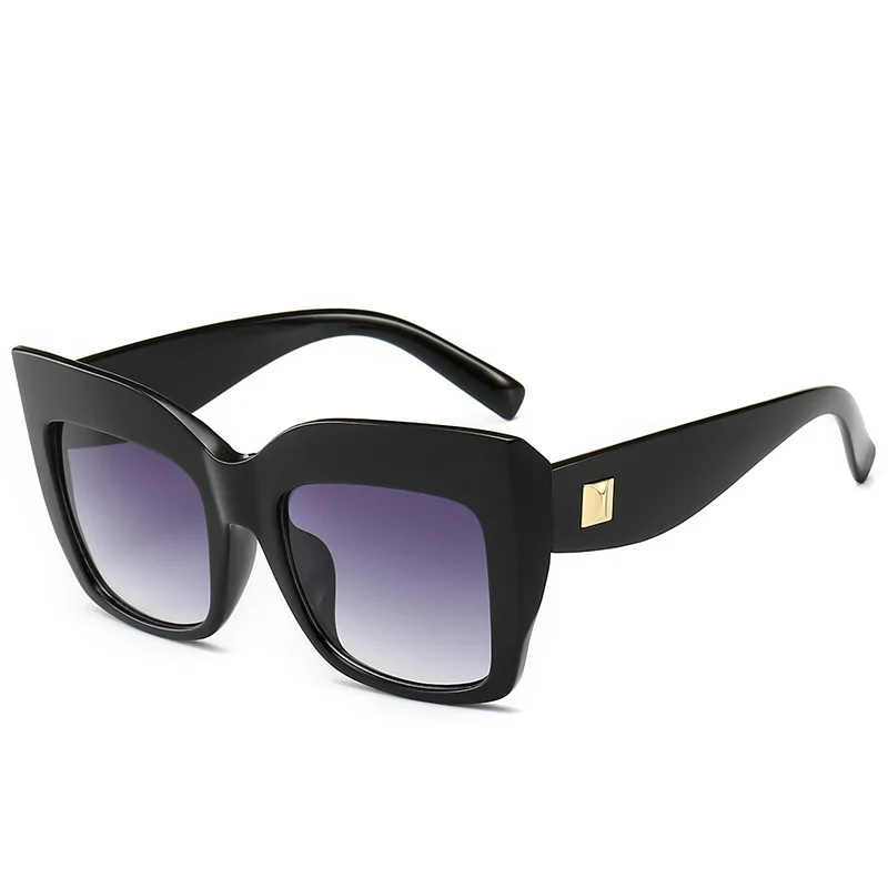 Праздничные Солнцезащитные очки Мужские Черные Квадратные Солнцезащитные очки Мужские негабаритные Солнцезащитные очки женские lentes de sol mujer - Цвет линз: Черный