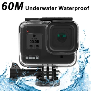 Image 4 - ORBMART funda carcasa resistente al agua para GoPro Hero 8, 60M, funda protectora para buceo subacuático, accesorios para Go Pro 8