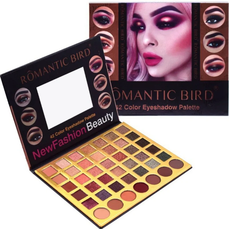 42 Colors Beauty Glitter Eyeshadow Palette With Mirror Pearlescent Champagne Color Eye Shadow Powder Pallete Face Makeup Tool