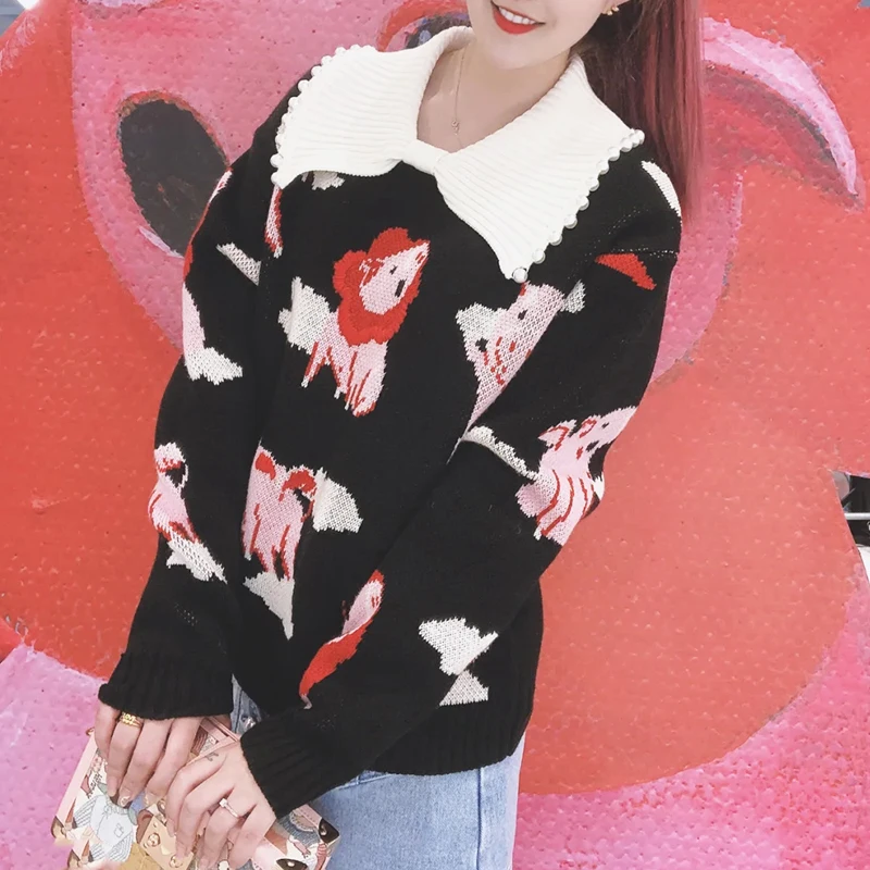 [EAM] Women Irregular Striped Knitting Blouse New