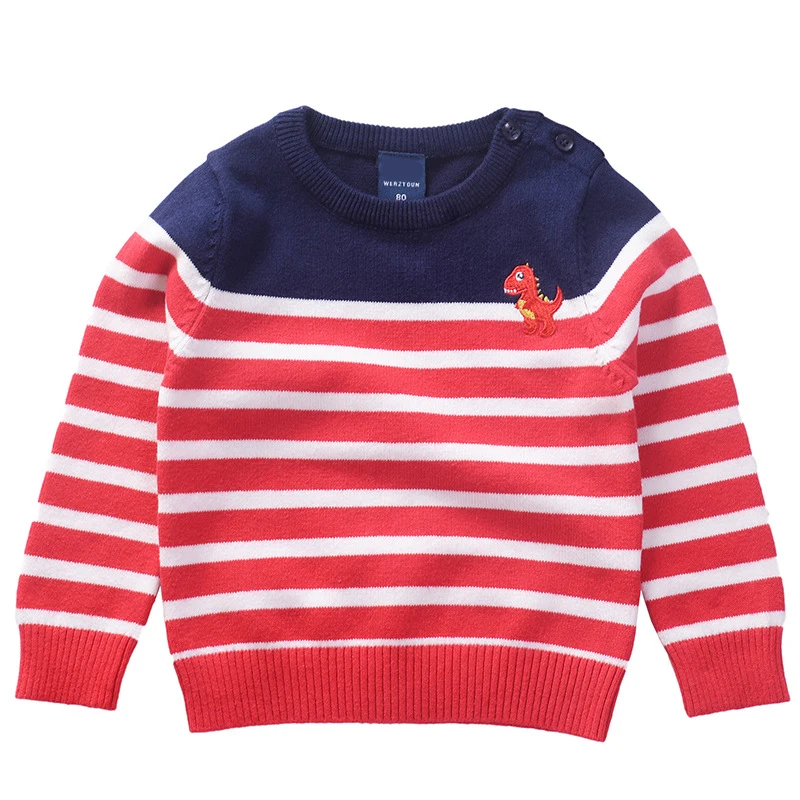 Новинка года; свитер для мальчиков; сезон осень-зима хлопковый детский вязаный пуловер в полоску с круглым вырезом Свитера для малышей От 1 до 6 лет