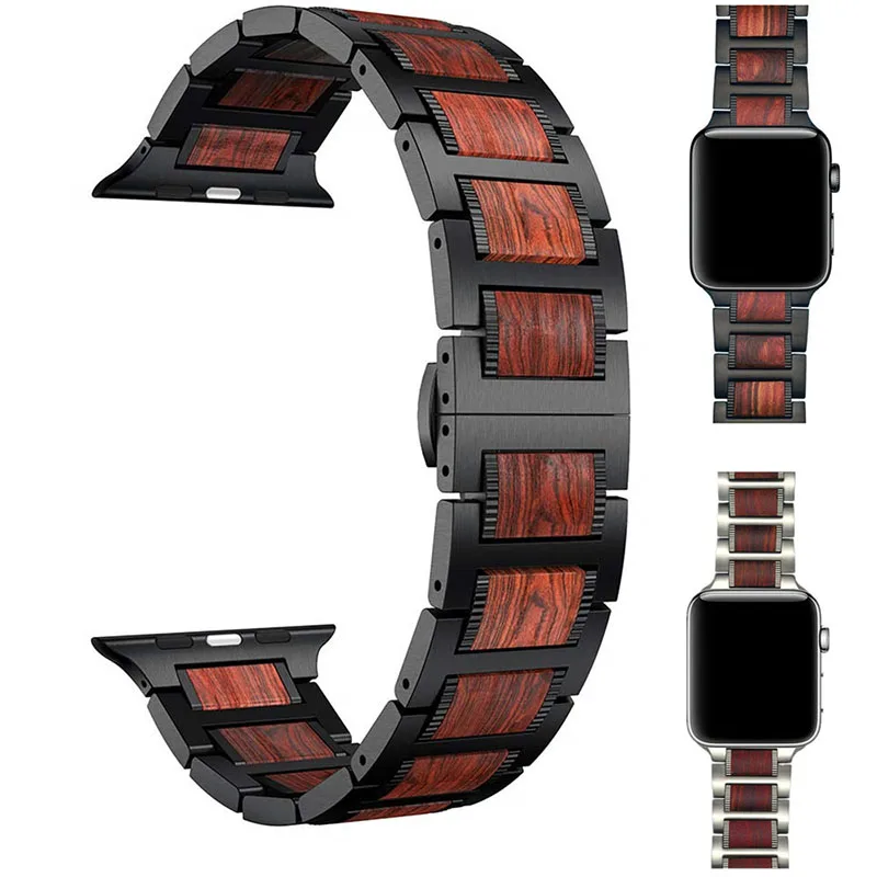 Band For Apple Watch iWatch Series 4 3 2 1 Wood Replacement Watch Band Wristband Strap For Apple Watch 38/40mm 42/44mm