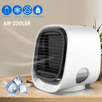 

Fan Purifier Cooling Fan Air Cooler Mini Usb Home Room Portable Air Conditioner for Office Desk 7-color LED personal space fans