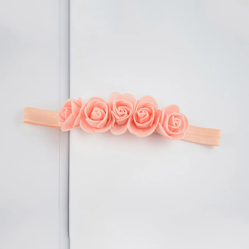 Яркие цвета для детей ясельного возраста милый DIY цветок ребенок девочка ручной работы 1 шт. фото инструменты новорожденный Эластичный регулируемый Прекрасный 5 цветов - Цвет: Orange pink