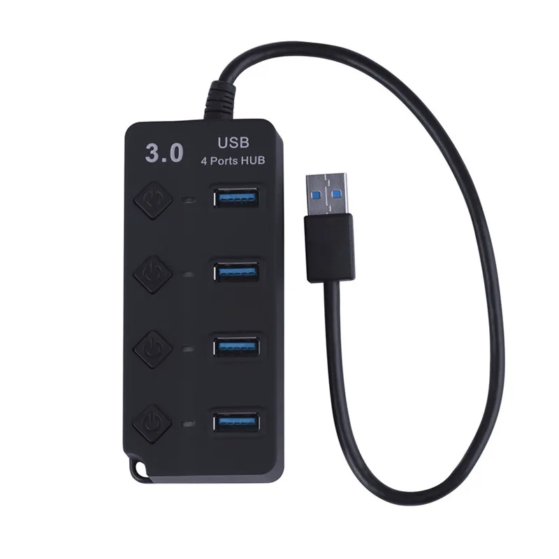 4 7 портов USB 3,0 концентратор 5 Гбит/с высокоскоростной вкл* выкл выключатели AC адаптер питания для ПК Af - Цвет: 4 Ports