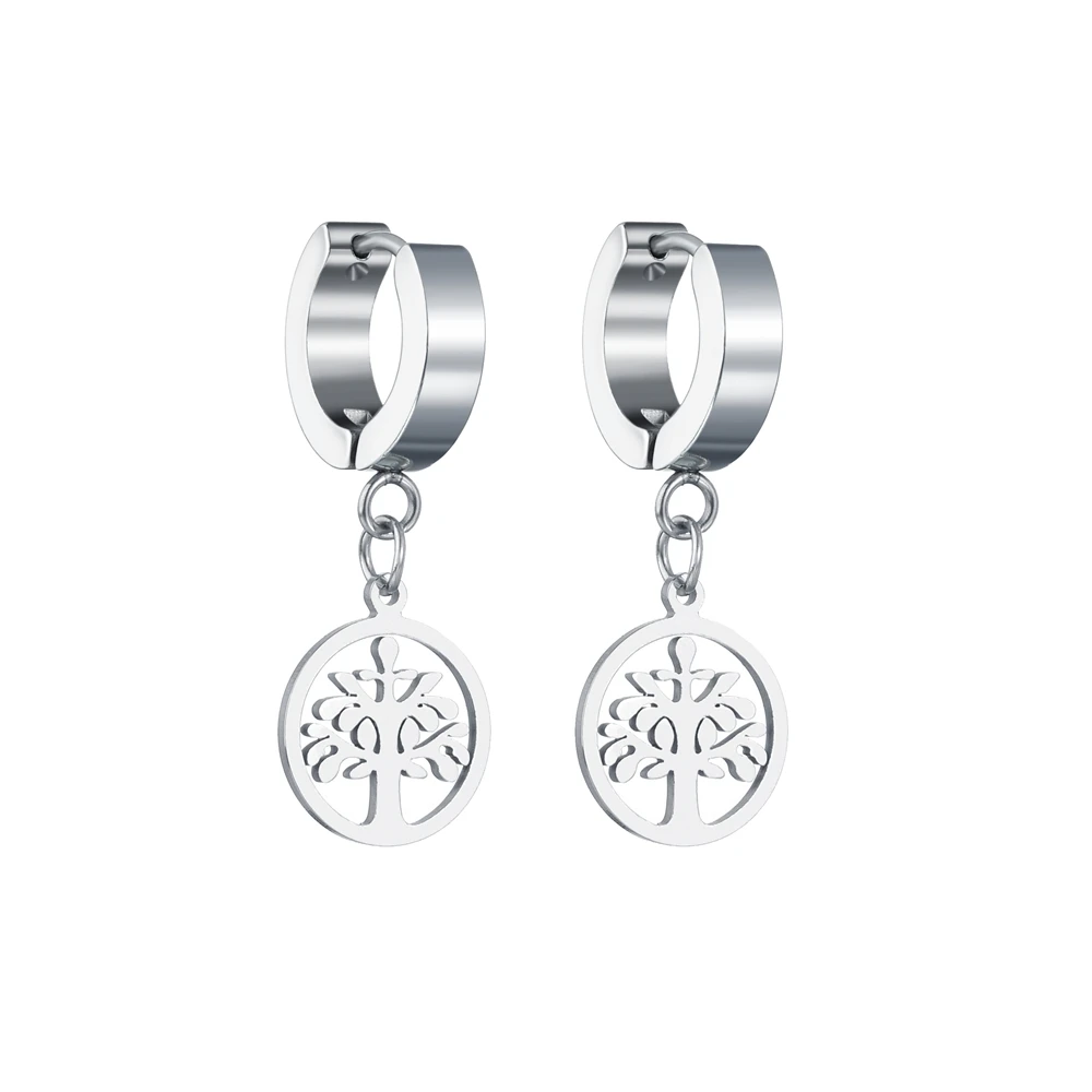 

Fashion Popular Stainless Steel Stud Earrings Hollow Tree Of Life Earring For Women Men Hip Hop Jewelry Gifts 2020 Novelty