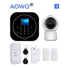 Tuya WiFi GSM Wireless Security Alarm with TFT Touch Screen Tuya APP Amazon Alexa Google Home Voice Control IP Camera Monitoring