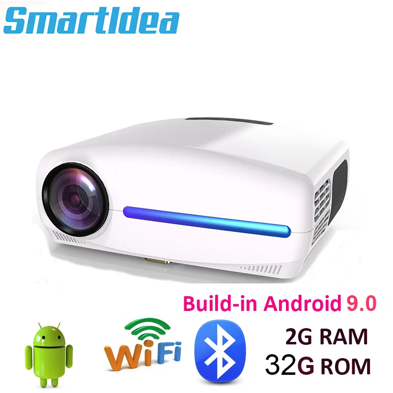 wall projector Smartldea  intergrated in Android 9.0 Full HD Projector 2G+32G Wifi native 1920x1080P video game Beamer 3D Home cinema Proyector projector mobile Projectors