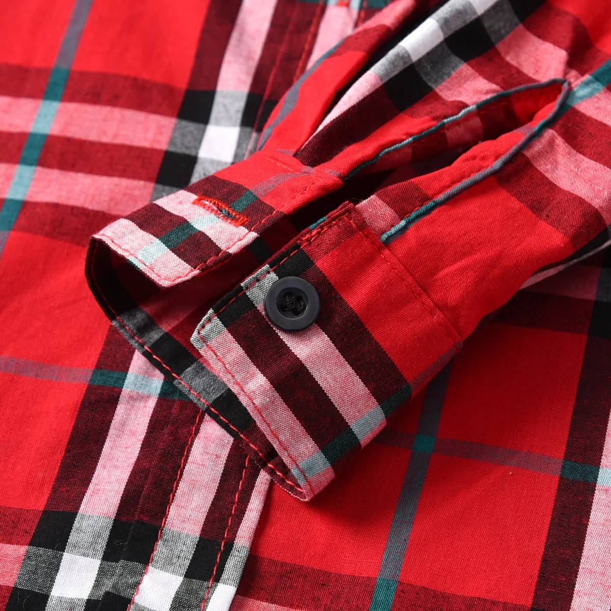 Комплекты для мальчиков осень в европейском и американском стиле хлопковая красная рубашка в клетку с длинными рукавами для детей, костюмы для мальчиков из рубашки в ребенка стиль Осенняя одежда для малышей