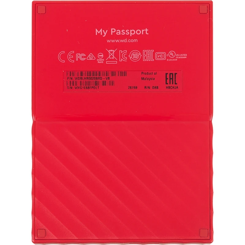 Жесткий диск WD Original USB 3.0 2Tb WDBLHR0020BRD-EEUE My Passport 2.5" красный