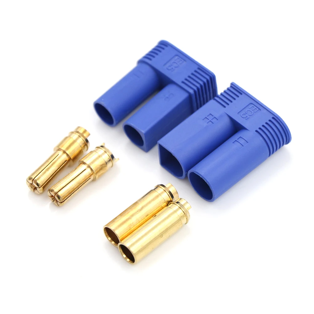 New 1 Set Useful Male Female RC EC5 Banana Connector 5.0mm Gold Plug Parts Blue
