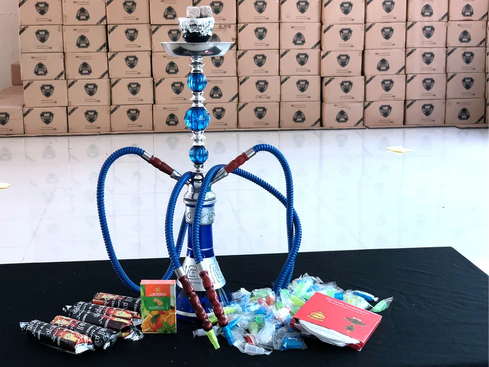 Средний стеклянный кальян Cachimba трубка для кальяна Sisha двойной шланг путешествия Chicha наргиле с наргиле аксессуары чаша для угля щипцы
