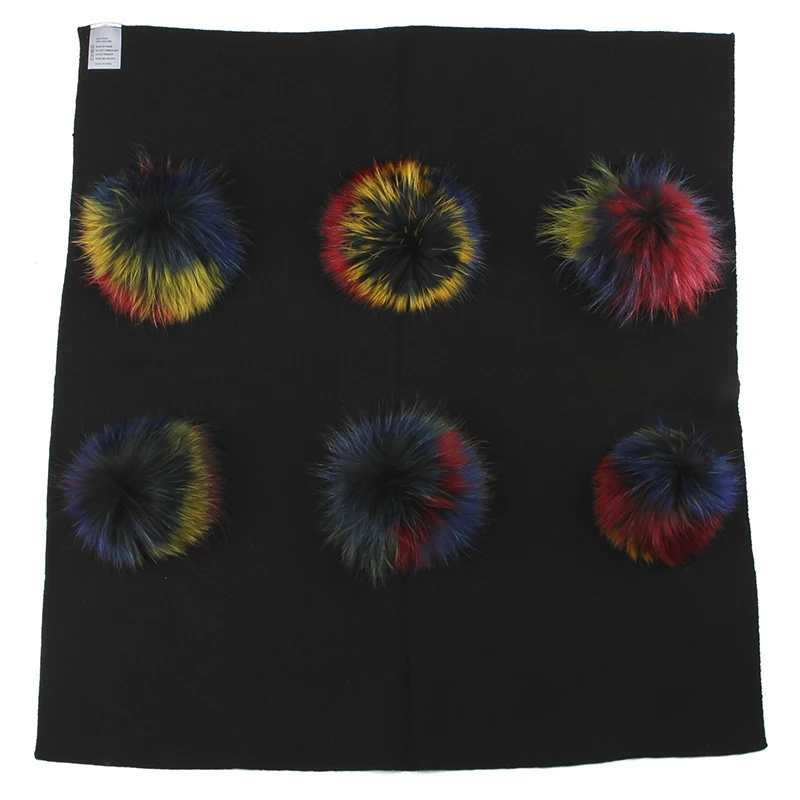 black multicolor Geebro/теплое кашемировое Пеленальное Одеяло для новорожденных и детей постарше, одеяло для сна для путешествий с помпоном из натурального меха 15 см, постельные пеленки - Цвет: black multicolor