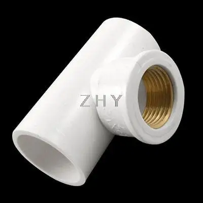 

25mm x 25mm PVC Slip to 1/2" Brass Thread Pipe Female Tee Coupler Adapter