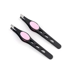 Pince à épiler pour sourcils, trois trous, en biseau, coupe et traction, avec coussin en caoutchouc, 1 pièce, nouveauté 2020 