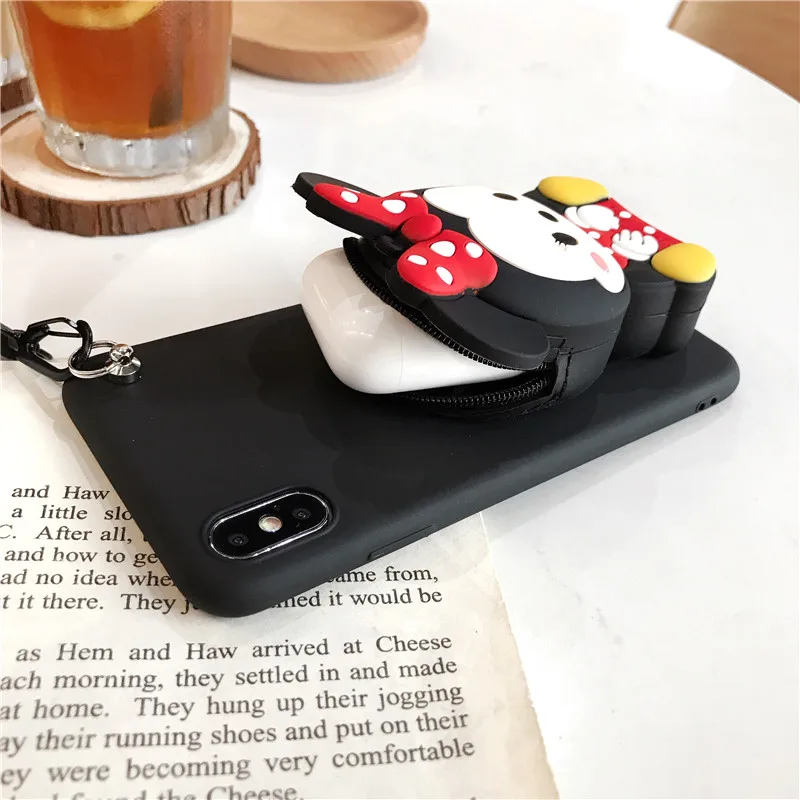 3D мультфильм аниме силиконовый Минни Кошелек для монет кошелек мягкий чехол для телефона iPhone 11 Pro Max X XR XS Max 6 6S 7 8 Plus сумка чехол