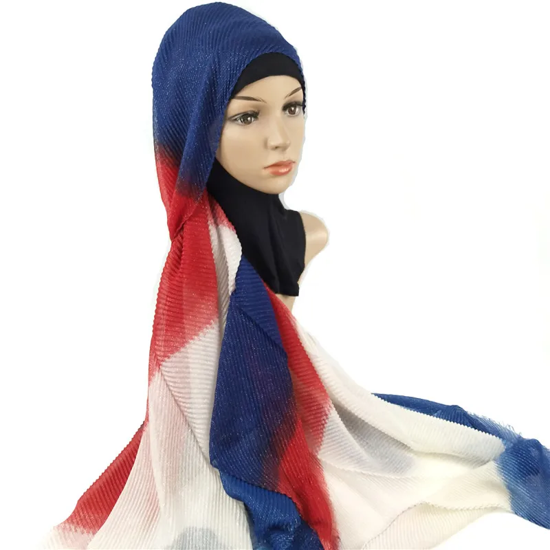 Градиент морщинка хиджаб шарф Хлопок мусульманский тюрбан для женщин Арабский Блеск длинные головы шарфы хиджаб femme musulman kopftuch