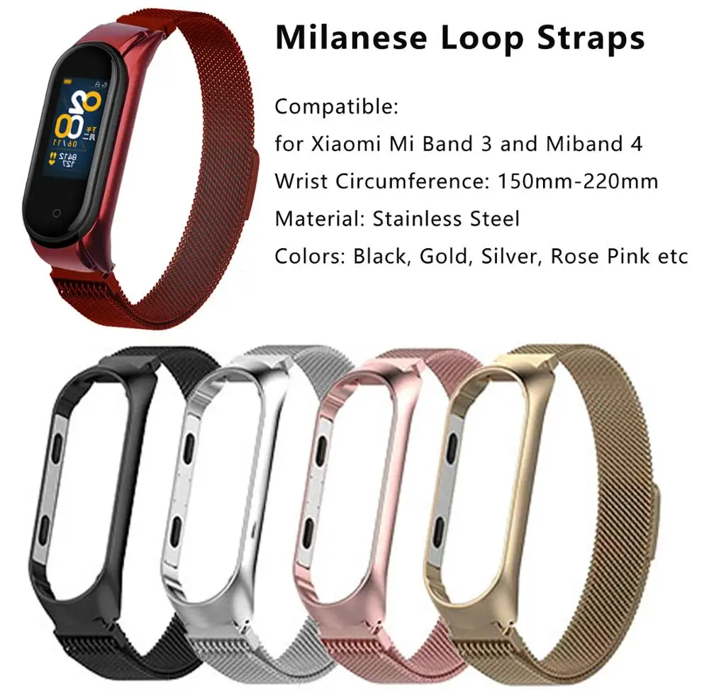 Ремешок на запястье mi lanese Loop для Xiao mi Band 3/4 браслет из нержавеющей стали для умных часов mi band 4 mi band 3