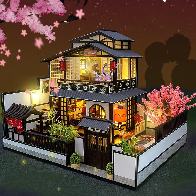 

Japanese-style DIY Cottage Creative Wooden Hand-assembled Large Building Model Doll House Puzzle Toys For Children Gift