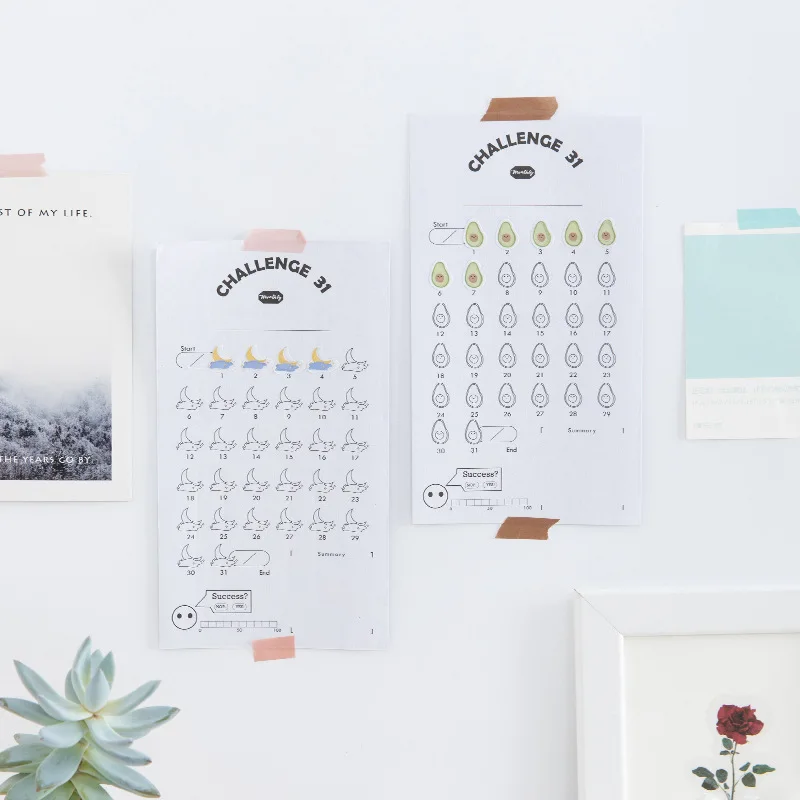 

31 Days Challenge Checking List DIY Tracking Sticker 1 Piece 10cm*18cm