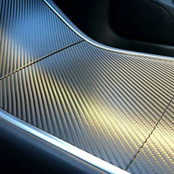 

For Tesla Model 3 Decal Decor Set Center Console Parts Black Carbon Fiber Car Stickers Dashboard Durable Useful
