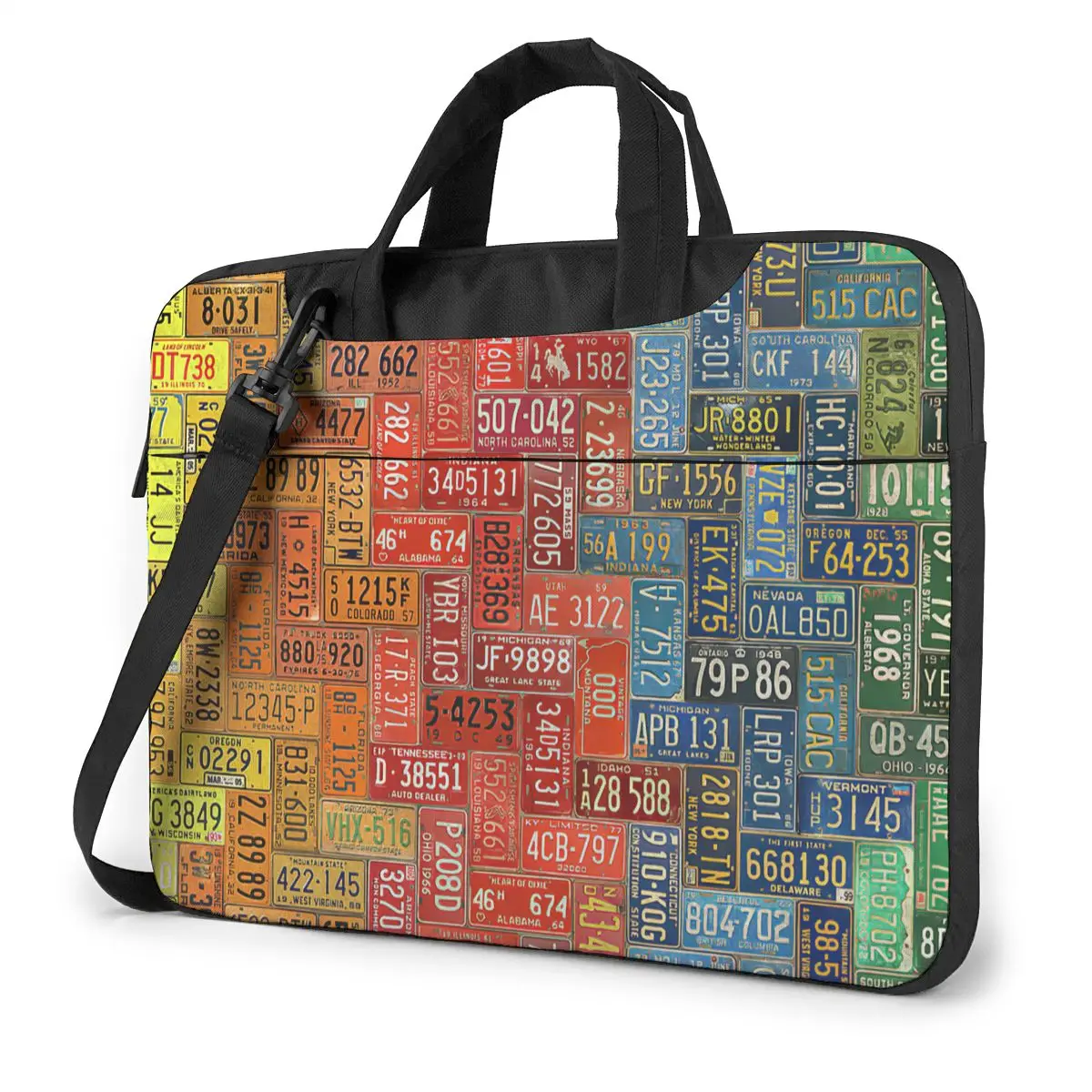 

License Plates Of The United States Colorful Tile Art Laptop Bag Case Protective Vintage Computer Bag Bicycle Crossbody