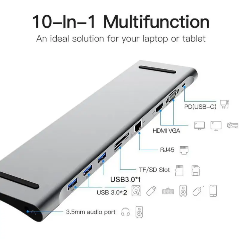 10 в 1 USB TYPE-C концентратор к USB 3,0 HDMI RJ45 TYPE-C адаптер для MacBook Pro