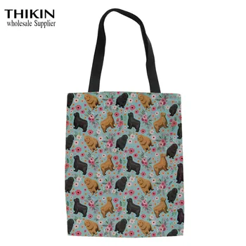 

THIKIN Bernese Mountain Dog Printing Canvas Tote Bag Handmade Cotton Canvas Shopping School Books Trip Bag Women Shoulder Bag